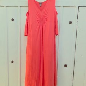 Cold Shoulder Peach Maxi Dress